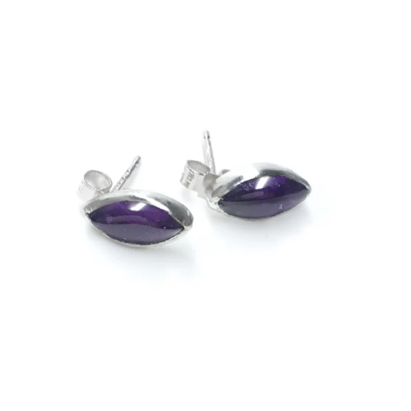 sterling silver and 10x5mm Amethyst earrings